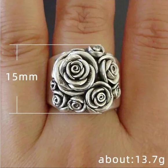 New Women’s Dazzling Flower 925 Silver Beautiful Ring - Picture 5 of 7